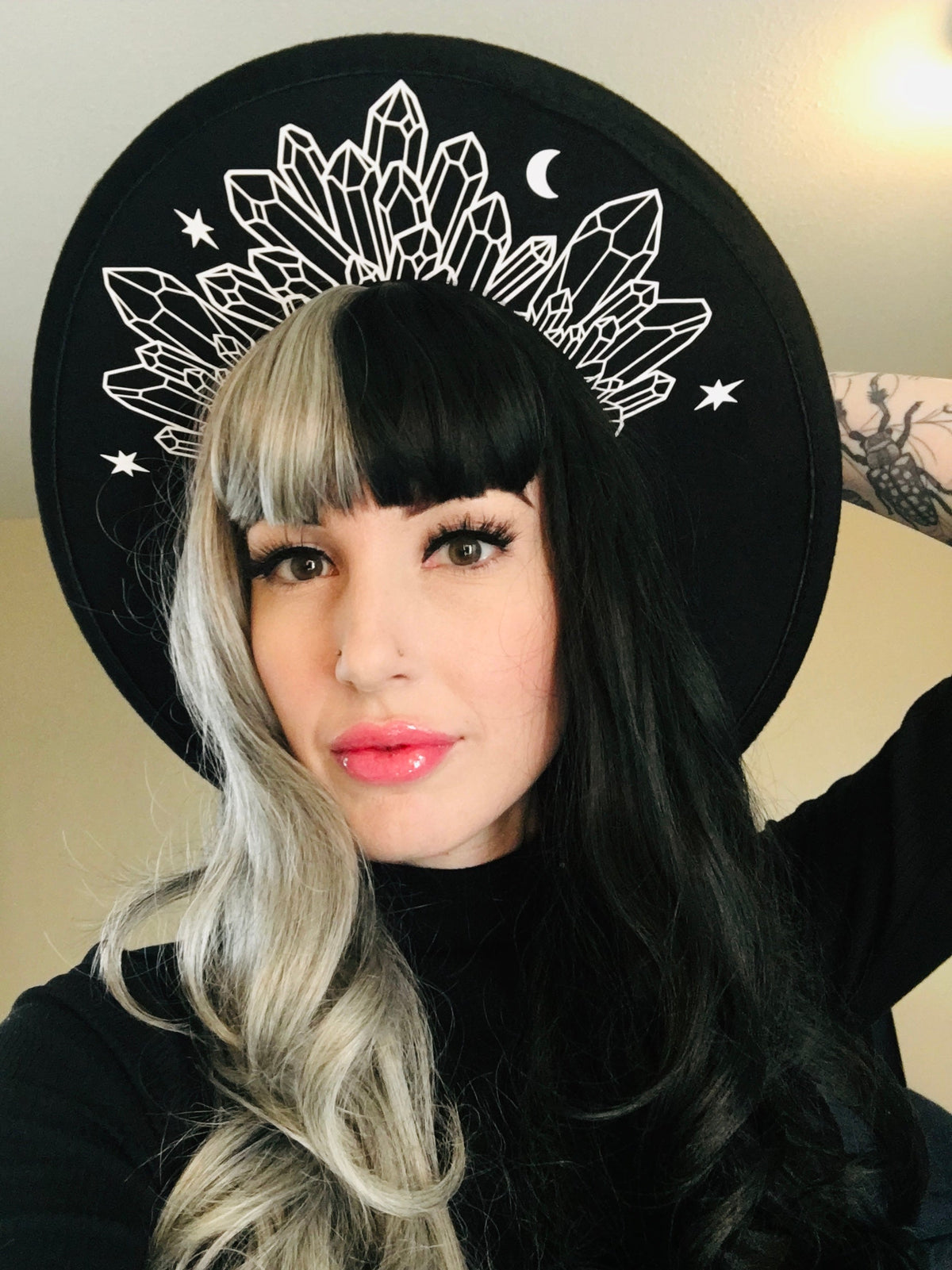 Vegan Felt Hat - XL Brim - Moonlight Crystals