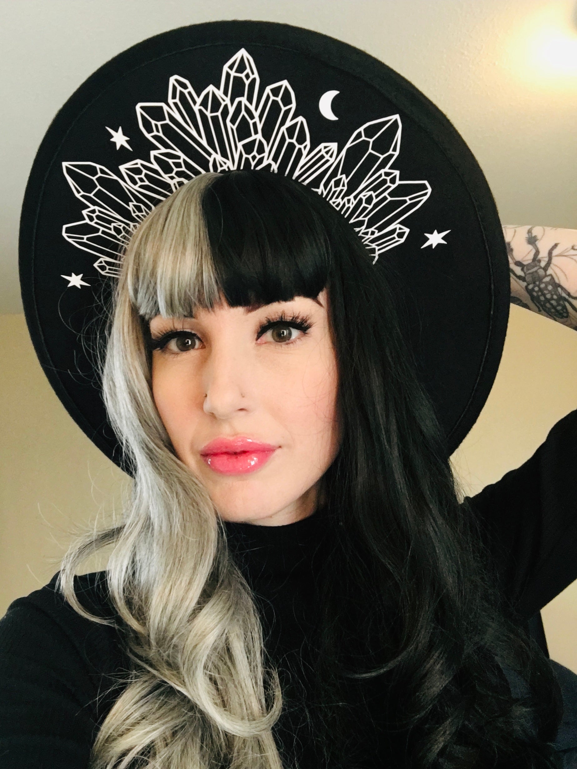 Vegan Felt Hat - XL Brim - Moonlight Crystals