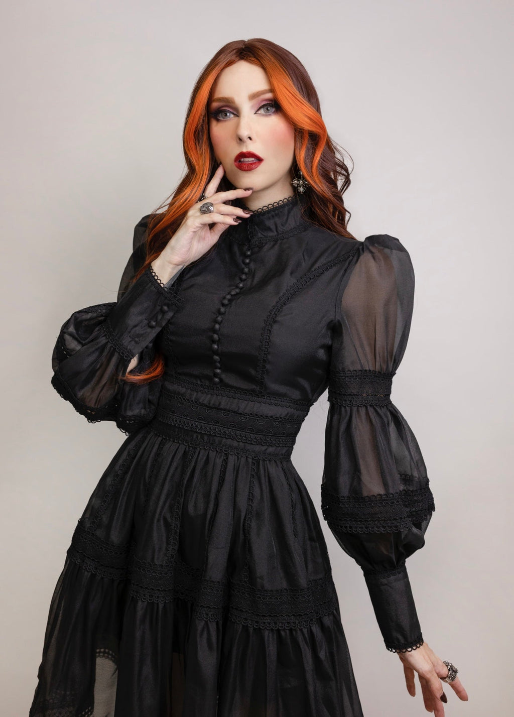 Morgana - Romantic Victorian Inspired Party Dress - BLACK - PRE-ORDER