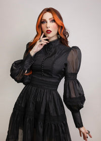 Morgana - Romantic Victorian Inspired Party Dress - BLACK - PRE-ORDER