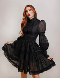 Morgana - Romantic Victorian Inspired Party Dress - BLACK - PRE-ORDER