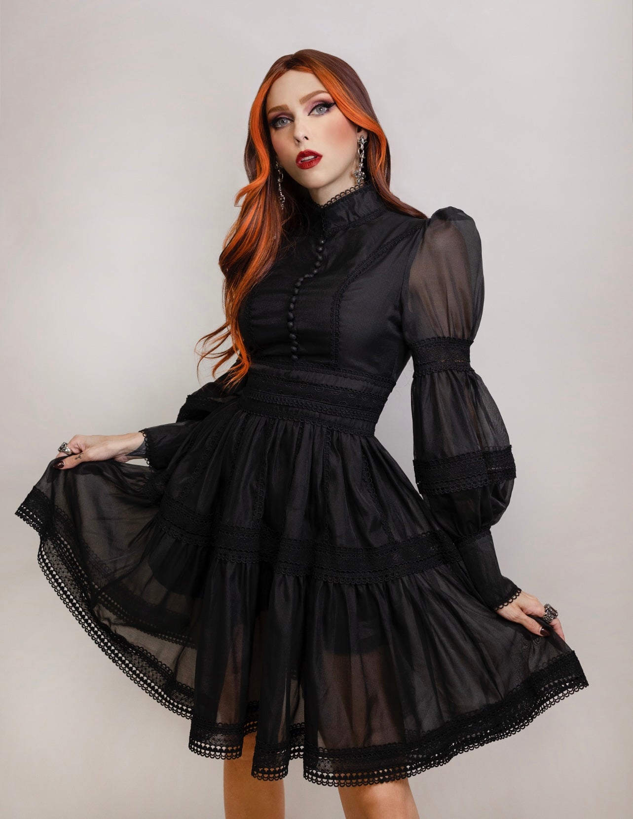 Morgana - Romantic Victorian Inspired Party Dress - BLACK - PRE-ORDER
