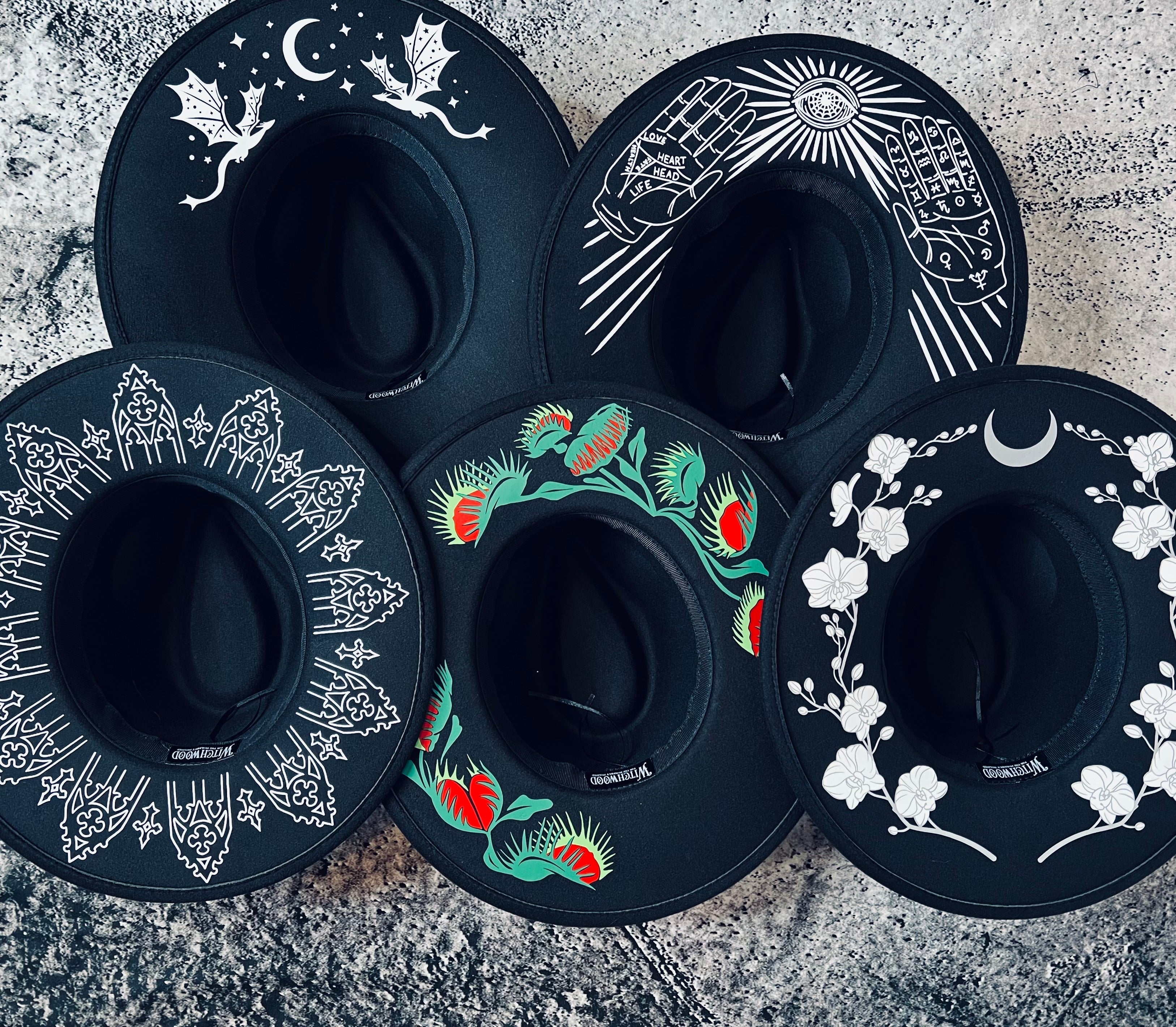 Vegan Felt Wide Brim Hat - XL Brim - "Wrought Iron Crown" - WITCHWOOD X WITCHVOID