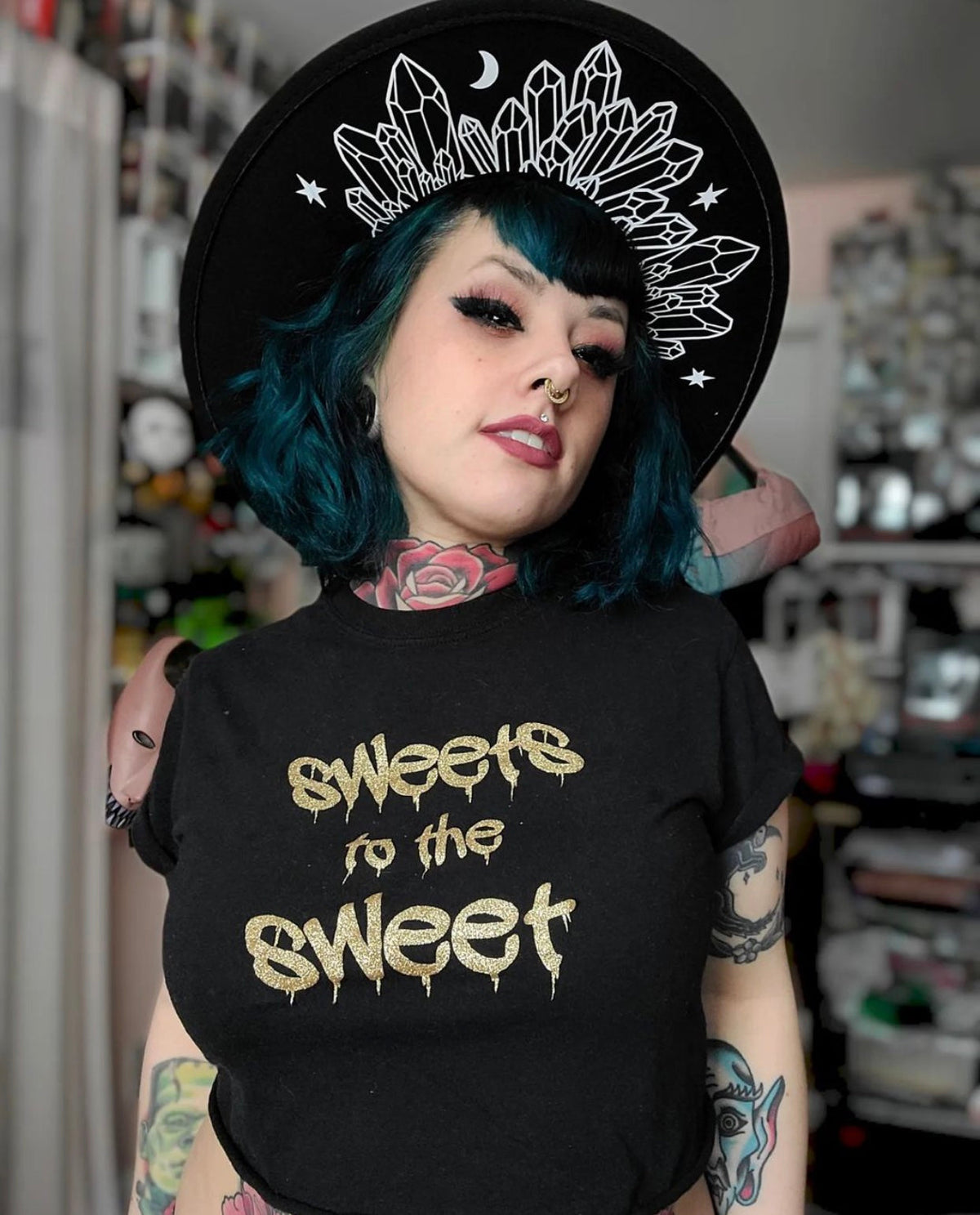 Vegan Felt Hat - XL Brim - Moonlight Crystals