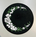 Vegan Beret - Black  - Floral Crescent Moon