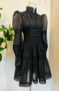 Morgana - Romantic Victorian Inspired Party Dress - BLACK - PRE-ORDER
