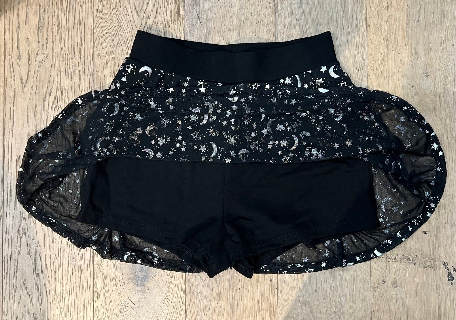 The Morbid Mini Skort - Moon & Stars - Metallic Celestial Skirt with Built In Shorts - Ready to Ship