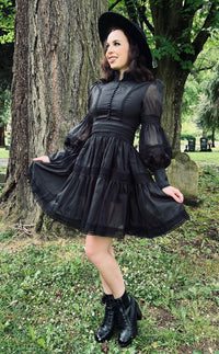 Morgana - Romantic Victorian Inspired Party Dress - BLACK - PRE-ORDER