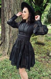 Morgana - Romantic Victorian Inspired Party Dress - BLACK - PRE-ORDER