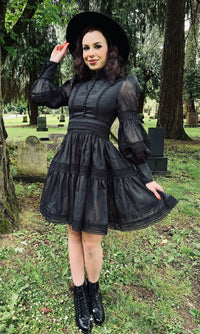 Morgana - Romantic Victorian Inspired Party Dress - BLACK - PRE-ORDER