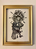 "Sacred Heart" Linocut Framed