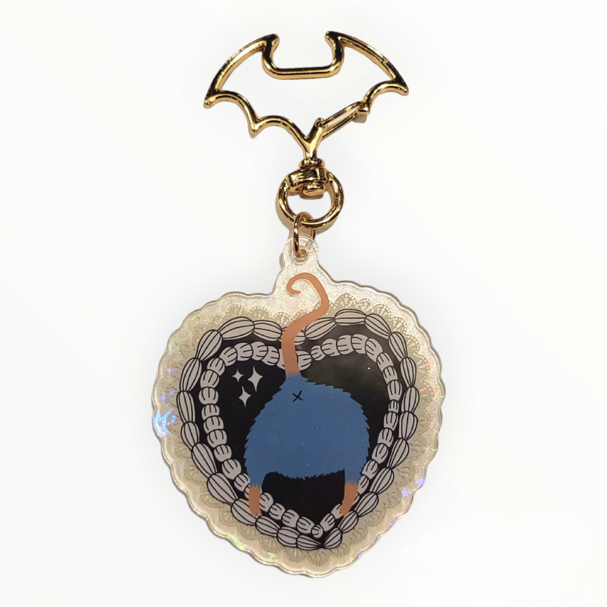 Cake Rat Butt Keychain Black and White