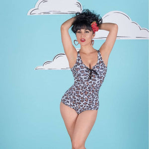 Pinup 1950s Snow Leopard One Piece Swimsuit