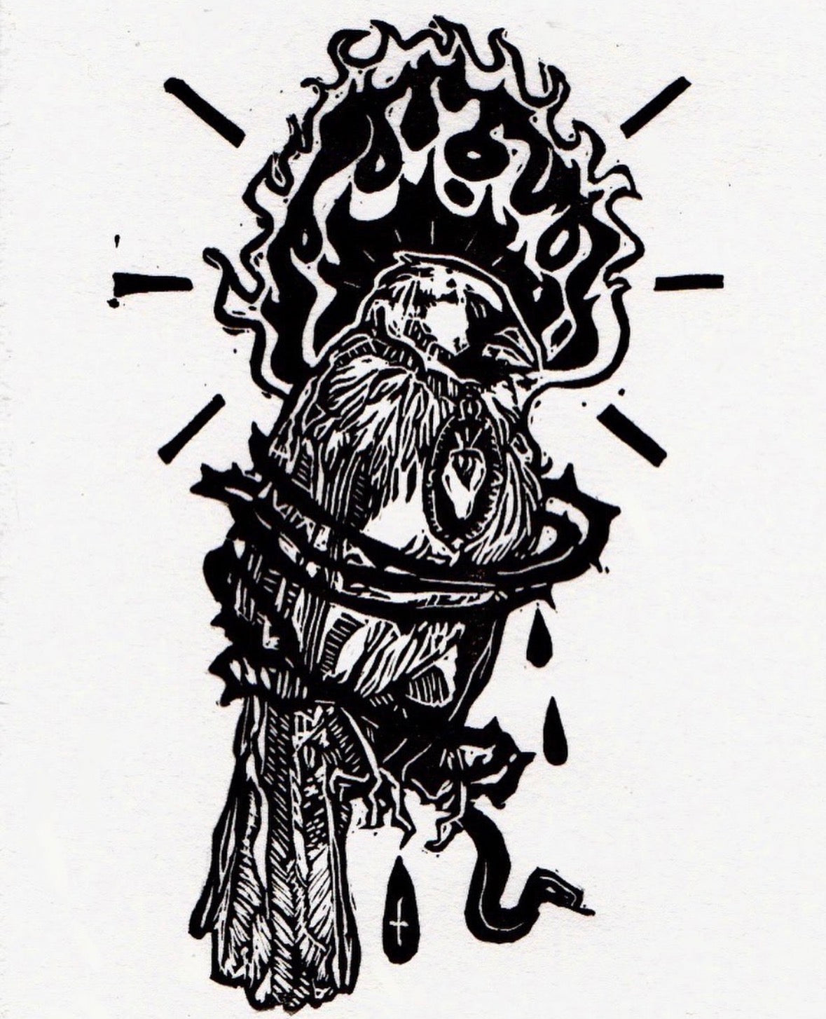 “Sacred Heart” Lino Cut Print