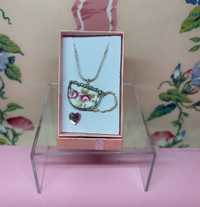 Vintage Rose Teacup Necklace