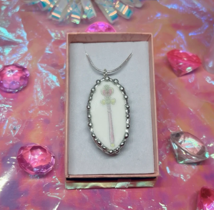 Sailor Moon Spiral Heart Moon Rod Necklace