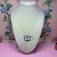 Vintage Rose Teacup Necklace
