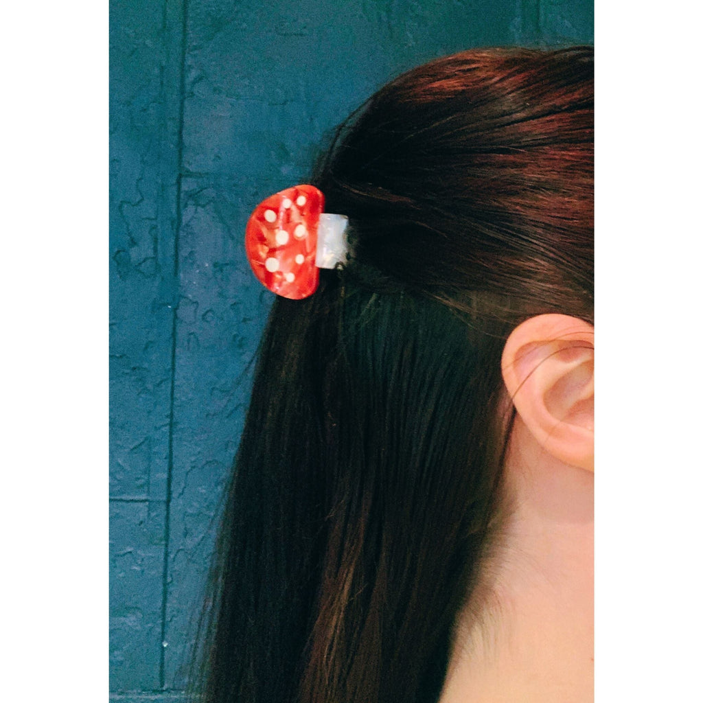 Set of 3 Velvet Claws Mini Mushroom Hair Clips in Velvet Travel Bag