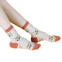Sheer Cat Lover Socks Available in Yellow Green Red or Black [Fits Women's Size 5-9]
