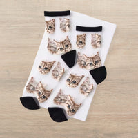 Sheer Cat Lover Socks Available in Yellow Green Red or Black [Fits Women's Size 5-9]