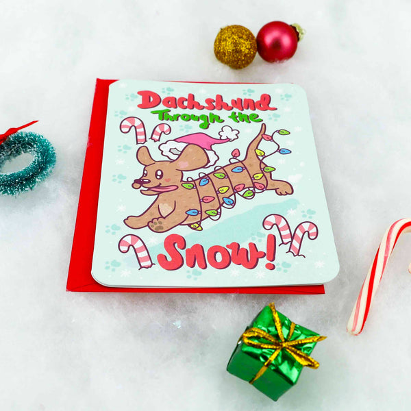 Dachshund Through The Snow Dog Holiday Christmas Card