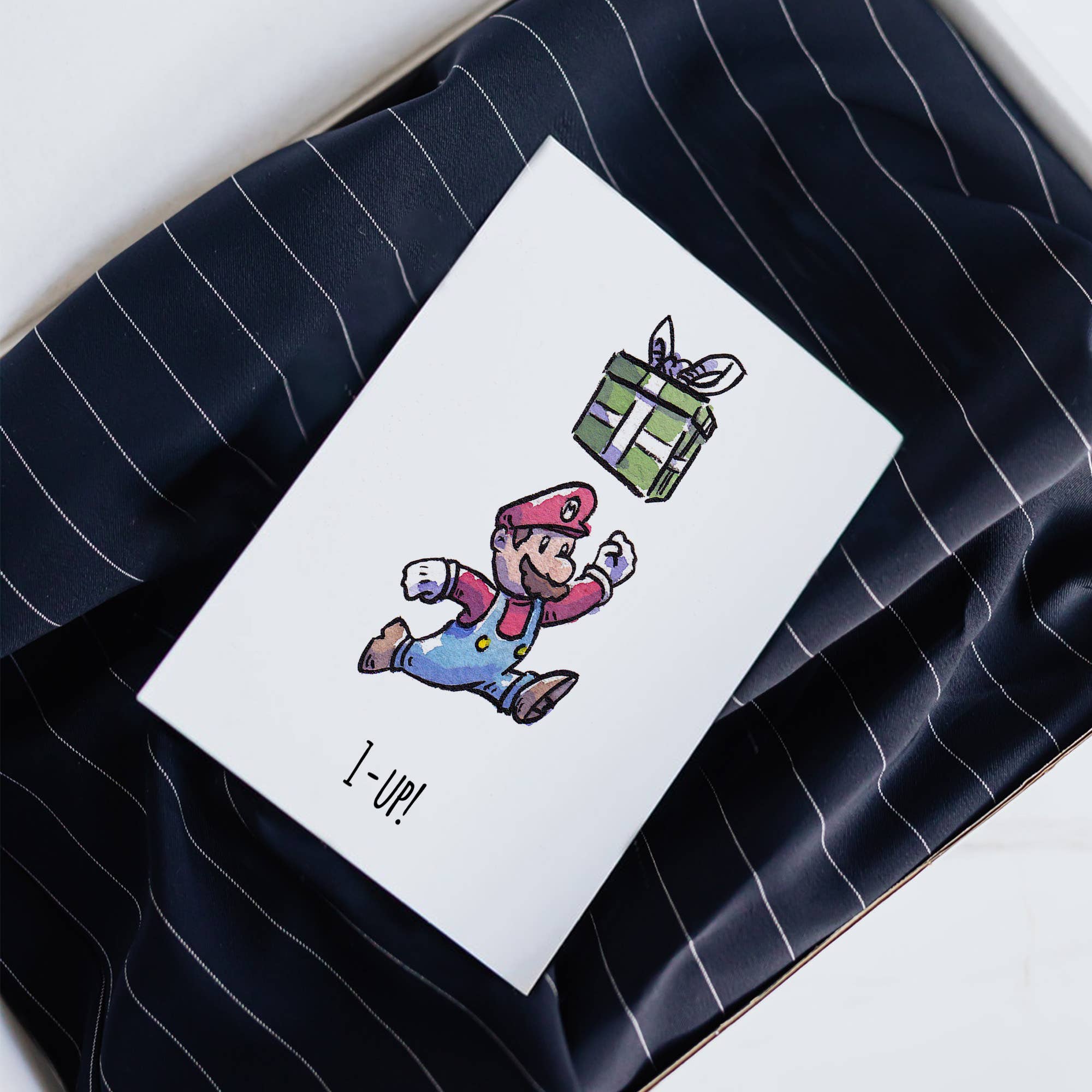 "1 Up!" - Video Game Plumber Christmas or Birthday Card