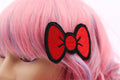 Red Anime Hair Bows, Kawaii Embroidered Cartoon Style