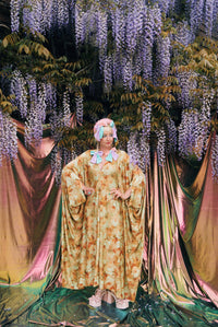 Amber Floral Print V-Neck Kaftan Gown