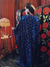 Cosmic Tide Blue Sequin V-Neck Kaftan Gown