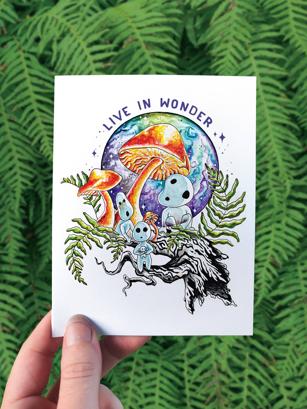 Forest Spirit - Greeting Card - Ghibli Kodama PNW Mushroom