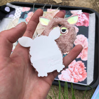 Rose Pink Furry Furby Earrings, Laser Cut Acrylic, Plastic Jewelry