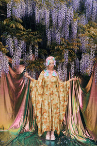 Amber Floral Print V-Neck Kaftan Gown