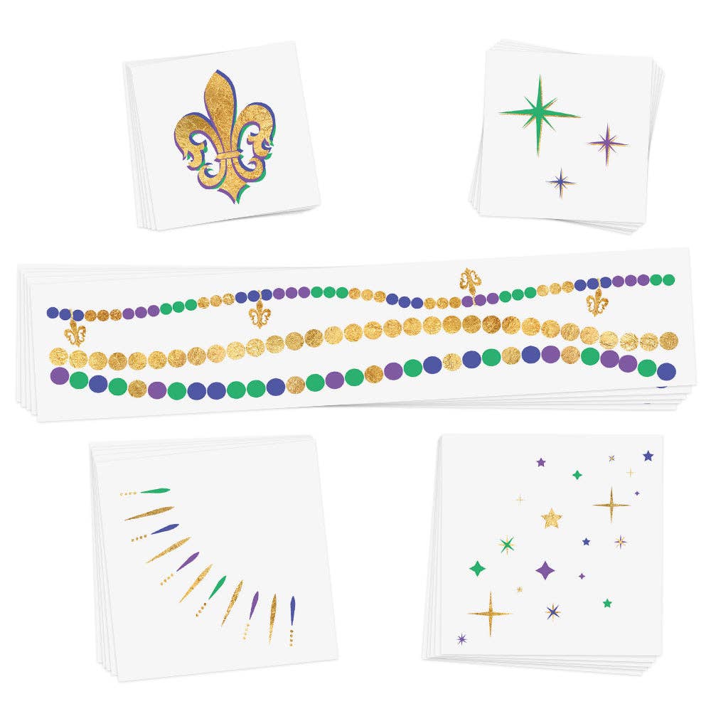 MARDI GRAS MAGIC temporary tattoos variety set