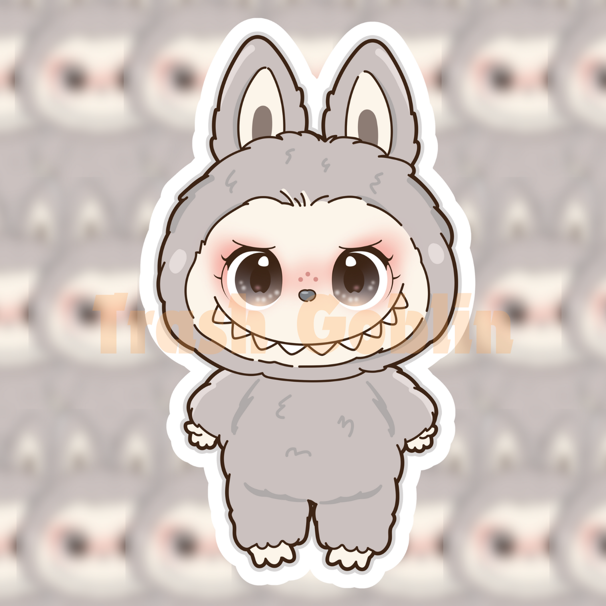 Grey Labubu Vinyl Sticker