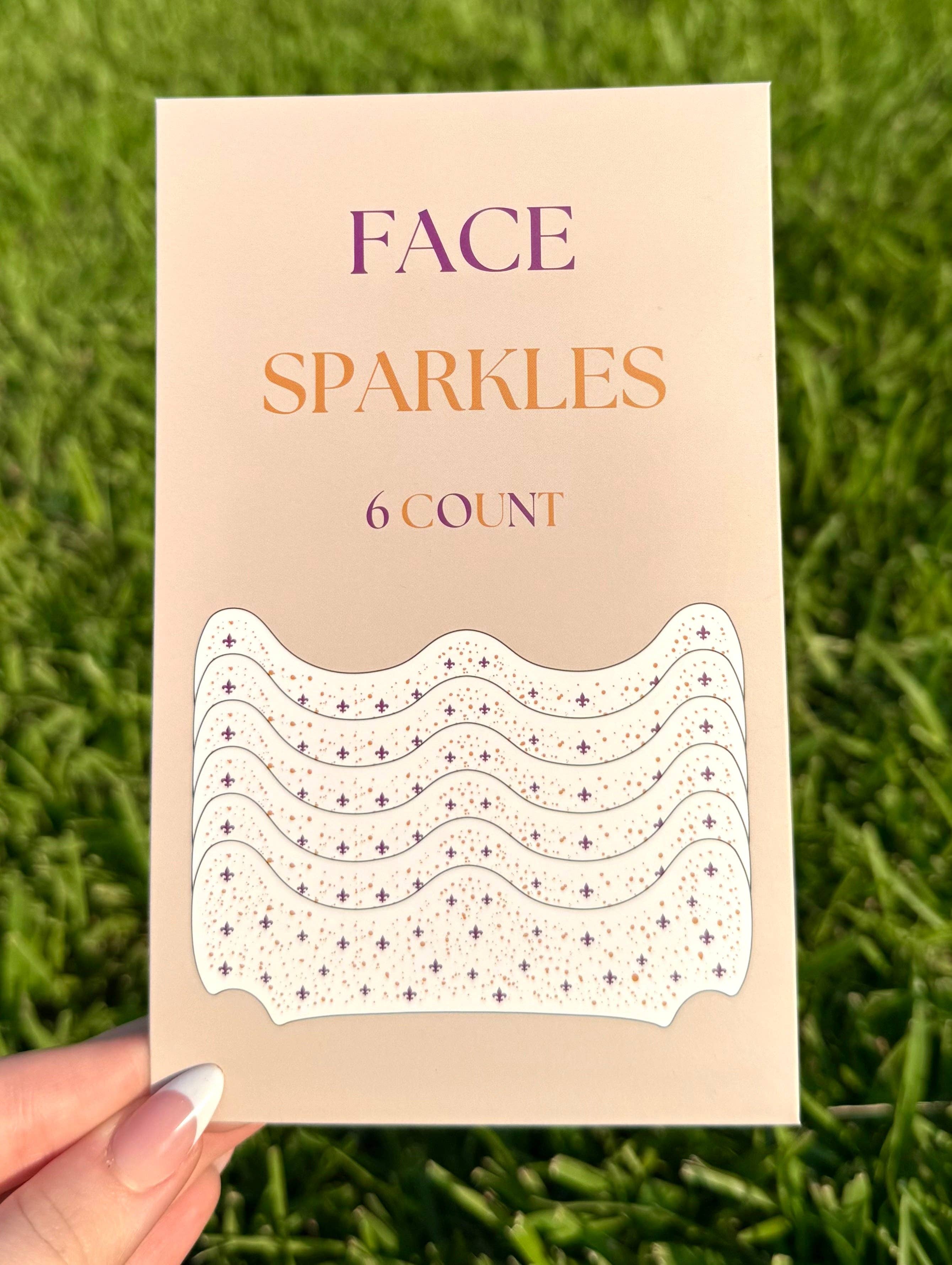 Purple and Gold Fleur De Lis 6pc Face Sparkles | Face Sparkles