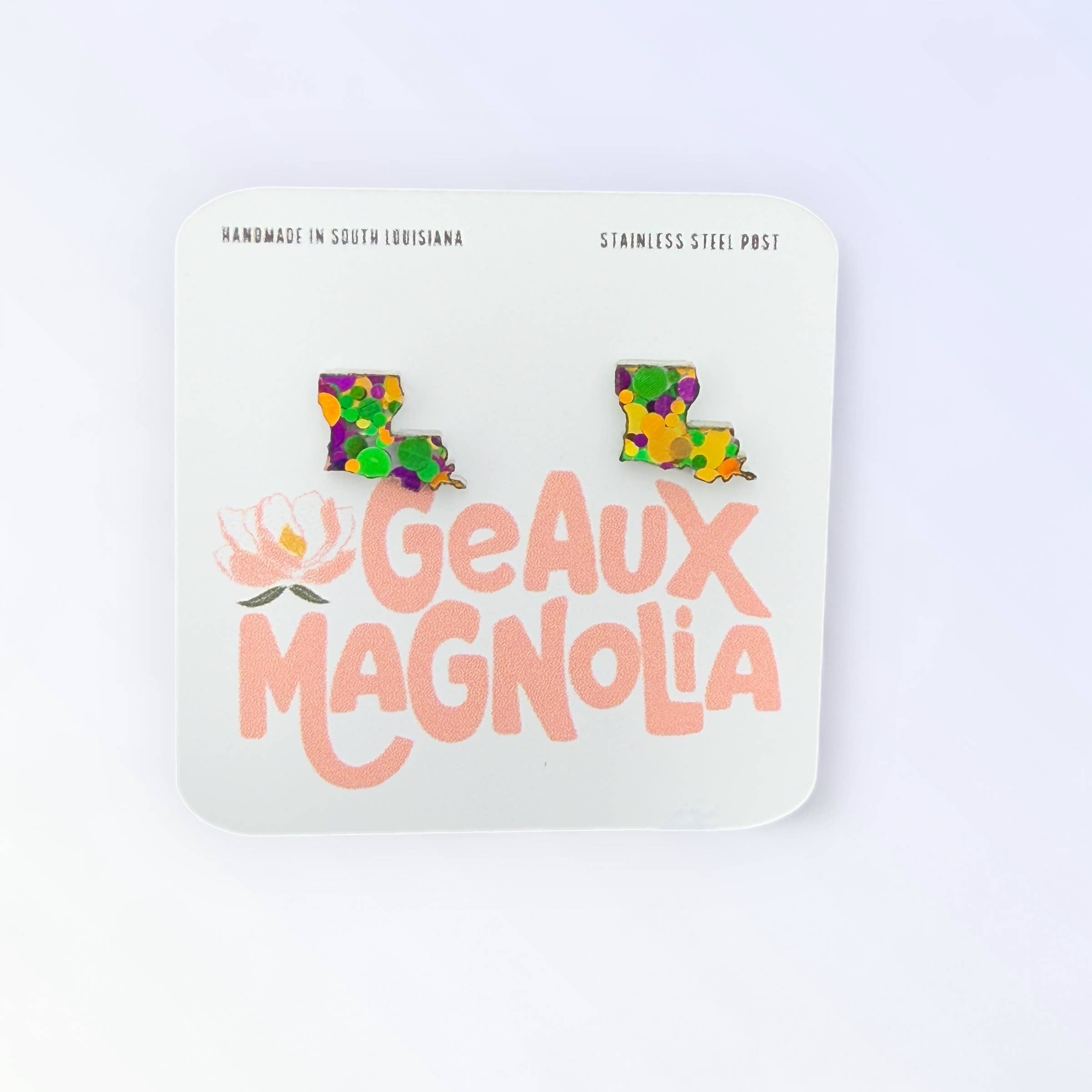 Mardi Gras Louisiana Stud Earrings
