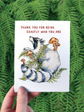 Raccoon Thanks - Greeting Card - PNW Nature Animal Mushroom