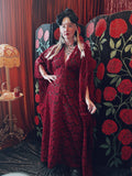 Crimson Moon Lace V-Neck Kaftan Gown