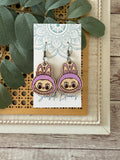 Labubu inspired monster style hand painted  wood earrings