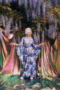 Blue Rose V-Neck Kaftan Gown