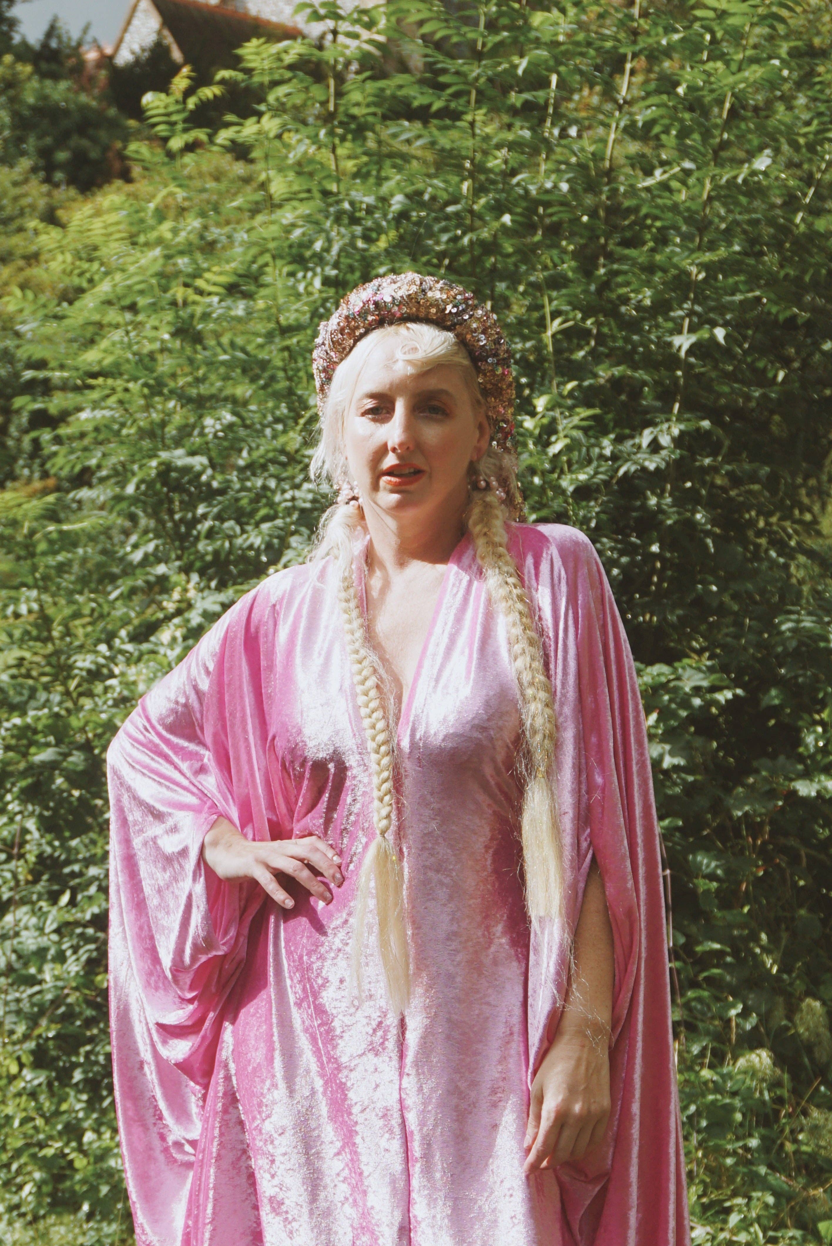 Effortless Velvet Ballerina Pink kaftan Gown