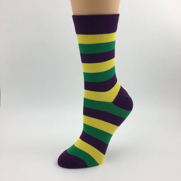 Traditional Mardi Gras stripe socks