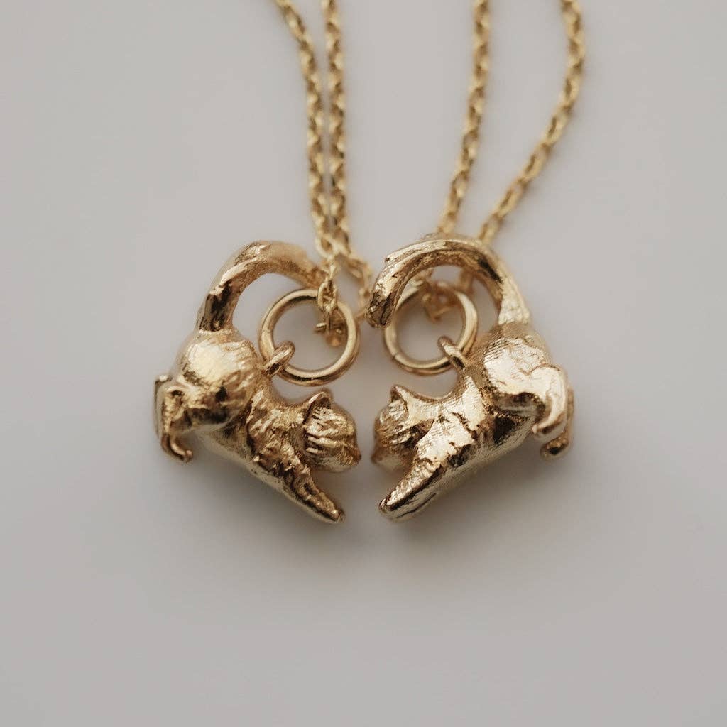 BFF Cat Heart Tail Necklace Duo