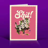 SHIT! kittens funny greeting card