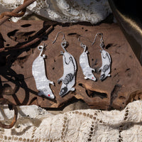 White Skeleton Mouse Earrings