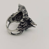 Death Messenger Ring Viking Crow Stainless Steel Men's Ring: 9#