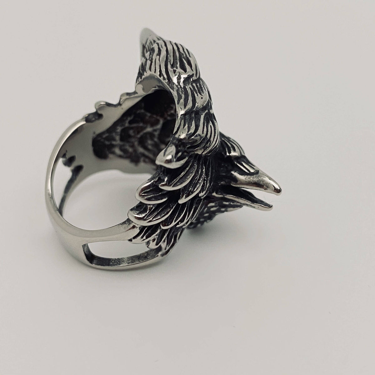 Death Messenger Ring Viking Crow Stainless Steel Men's Ring: 8#