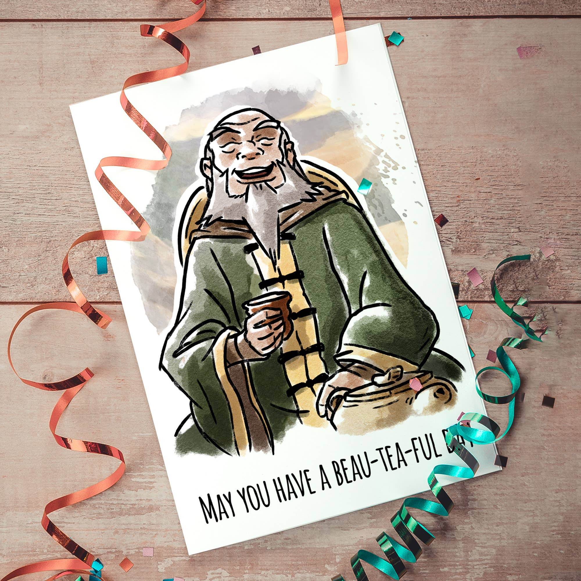 "Beau-tea-full" - Wise Tea Drinking Uncle Birthday Card