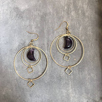 North Earrings ~ Amethyst & Brass