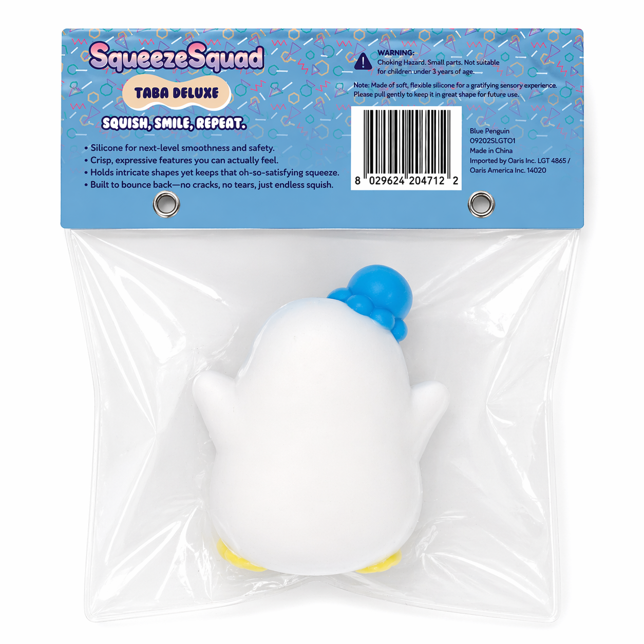 SqueezeSquad Taba Deluxe Premium Silicone Squishy Fidget Toy - Blue Penguin